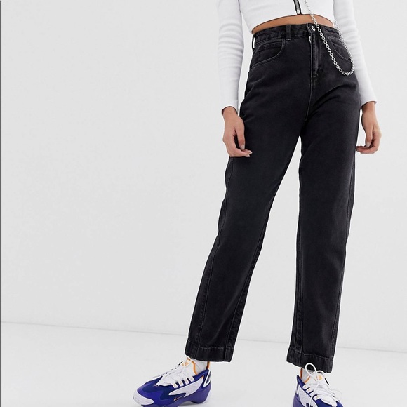 high rise black mom jeans